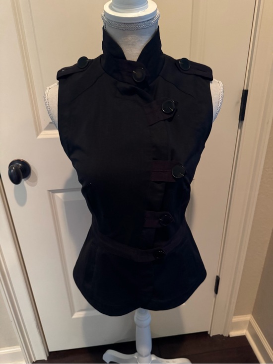 L.A.M.B. Tops - L.A.M.B. Black Sleeveless Military Style Button Vest